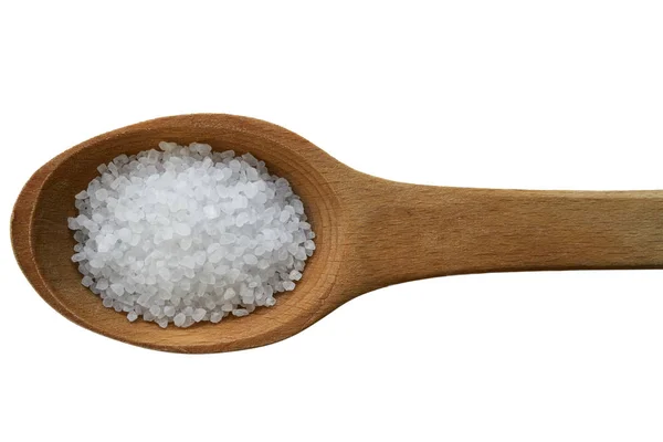 Sea salt in a wooden spoon — Stock Photo, Image