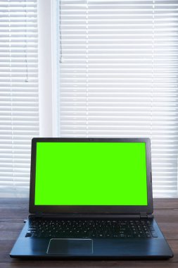 Yeşil dikey görüntü ile dizüstü bilgisayar