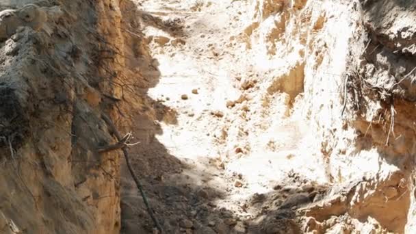 Excavación Zanjas Grandes Zanja Para Tuberías Agua Tubería Construcción Reconstrucción — Vídeo de stock