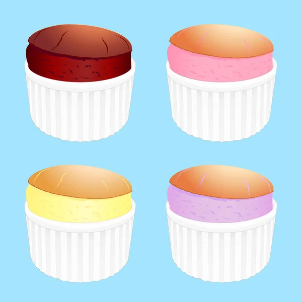 Souffles en Ramekins blancos — Vector de stock