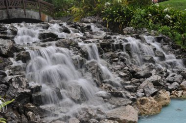 Miri, Sarawak / Malezya - 7 Ekim 2019: Miri, Sarawak 'ta günbatımında Luak Körfezi ve Tanjung Lubang' ın güzel plajları