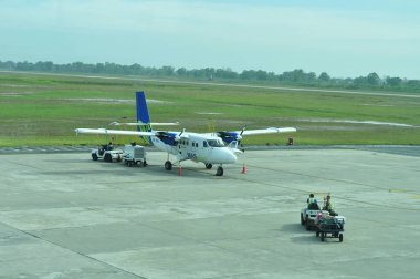 Marudi Lawas, Sarawak / Malezya - 7 Ekim 2019: Marudi ve Lawas 'ın güzel köyleri Nou Sarawak, Borneo Adası.