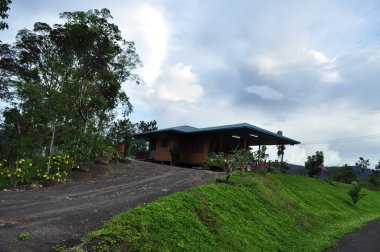 Miri, Sarawak / Malezya - 7 Ekim 2019: Sisli gündoğumu saatlerinde inanılmaz orman ve nehir manzarası