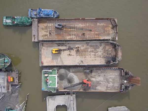 Top View Ships Vessels Port Pier Kuching Sarawak Malaysia — Stock Photo, Image