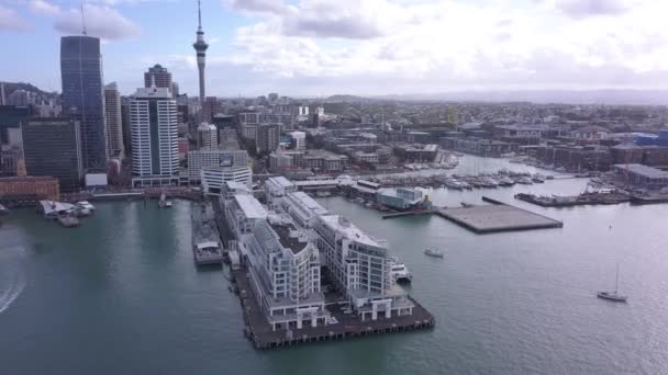 Viaduct Harbour Auckland Nya Zeeland December 2019 Den Vackra Scenen — Stockvideo