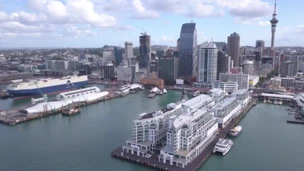 Viaduct Harbour Auckland Nya Zeeland December 2019 Den Vackra Scenen — Stockvideo