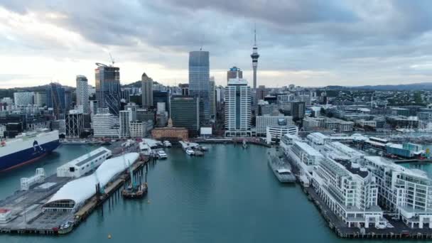 Viadukt Harbour Auckland Nový Zéland Prosince 2019 Krásná Scéna Obklopující — Stock video