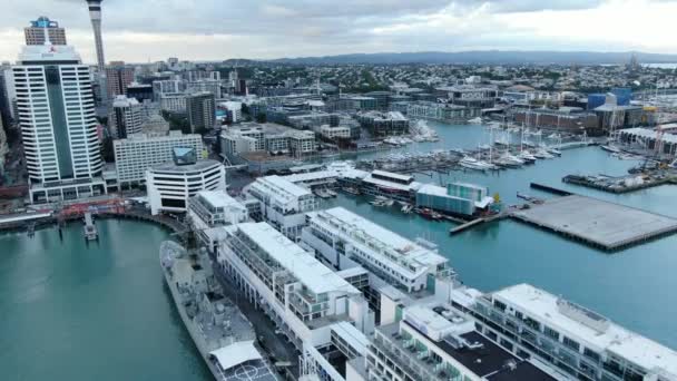 Viaduct Harbour Auckland Nya Zeeland December 2019 Den Vackra Scenen — Stockvideo