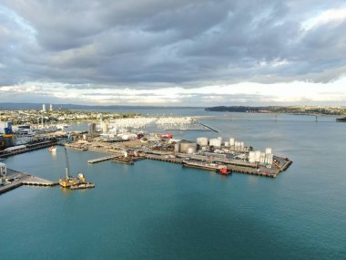 Viyadük Limanı, Auckland / Yeni Zelanda - 29 Aralık 2019: Viyaduct Limanı, Prenses Rıhtımı, marina Körfezi, Wynyard, St Marys Körfezi ve Westhaven, Yeni Zelanda 'nın tamamı