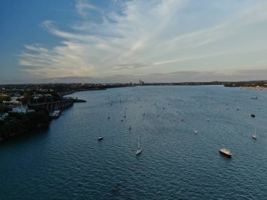 Viyadük Limanı, Auckland / Yeni Zelanda - 29 Aralık 2019: Viyaduct Limanı, Prenses Rıhtımı, marina Körfezi, Wynyard, St Marys Körfezi ve Westhaven, Yeni Zelanda 'nın tamamı