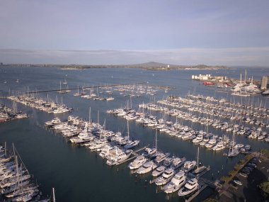 Viyadük Limanı, Auckland / Yeni Zelanda - 29 Aralık 2019: Viyaduct Limanı, Prenses Rıhtımı, marina Körfezi, Wynyard, St Marys Körfezi ve Westhaven, Yeni Zelanda 'nın tamamı