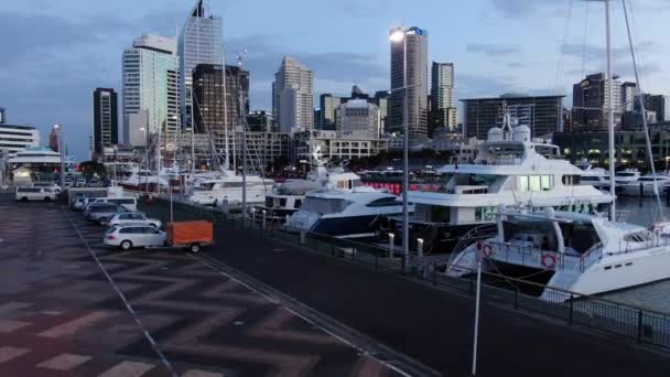 Viaduct Harbour Auckland Nova Zelândia Dezembro 2019 Bela Cena Torno — Vídeo de Stock