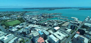 Viyadük Limanı, Auckland / Yeni Zelanda - 29 Aralık 2019: Viyaduct Limanı, Prenses Rıhtımı, marina Körfezi, Wynyard, St Marys Körfezi ve Westhaven, Yeni Zelanda 'nın tamamı