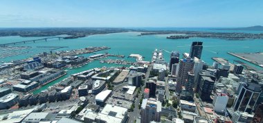 Viyadük Limanı, Auckland / Yeni Zelanda - 29 Aralık 2019: Viyaduct Limanı, Prenses Rıhtımı, marina Körfezi, Wynyard, St Marys Körfezi ve Westhaven, Yeni Zelanda 'nın tamamı