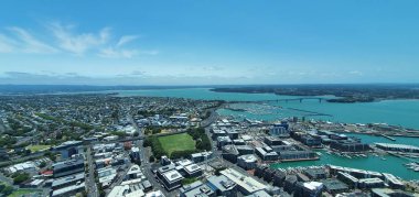 Viyadük Limanı, Auckland / Yeni Zelanda - 29 Aralık 2019: Viyaduct Limanı, Prenses Rıhtımı, marina Körfezi, Wynyard, St Marys Körfezi ve Westhaven, Yeni Zelanda 'nın tamamı