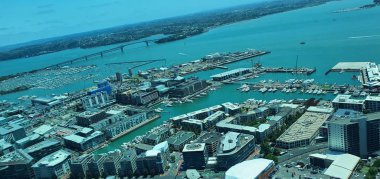 Viyadük Limanı, Auckland / Yeni Zelanda - 29 Aralık 2019: Viyaduct Limanı, Prenses Rıhtımı, marina Körfezi, Wynyard, St Marys Körfezi ve Westhaven, Yeni Zelanda 'nın tamamı