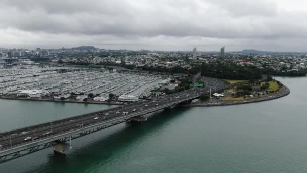 Гавань Віадук Окленд Нова Зеландія Грудня 2019 Дивовижний Міст Оклендської — стокове відео