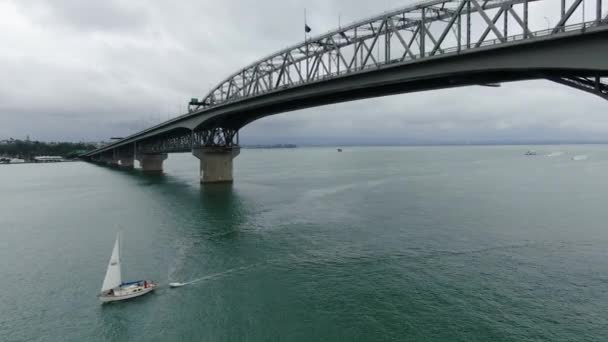 Viaduct Harbour Auckland Zéland 2019 December Amazing Auckland Harbour Bridge — Stock videók