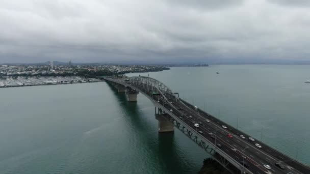 Viadukthafen Auckland Neuseeland Dezember 2019 Die Atemberaubende Auckland Harbour Bridge — Stockvideo