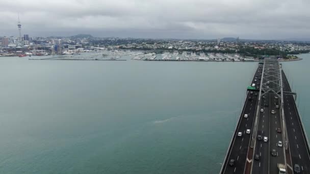 Viadukthafen Auckland Neuseeland Dezember 2019 Die Atemberaubende Auckland Harbour Bridge — Stockvideo