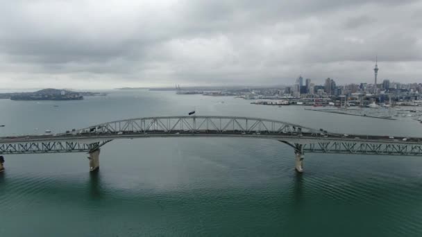 Viadukthafen Auckland Neuseeland Dezember 2019 Die Atemberaubende Auckland Harbour Bridge — Stockvideo