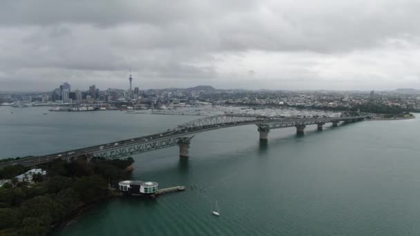 Port Wiaduktowy Auckland Nowa Zelandia Grudzień 2019 Niesamowity Most Portowy — Wideo stockowe