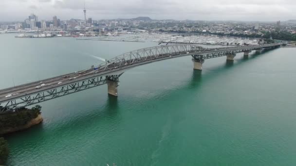Port Wiaduktowy Auckland Nowa Zelandia Grudzień 2019 Niesamowity Most Portowy — Wideo stockowe