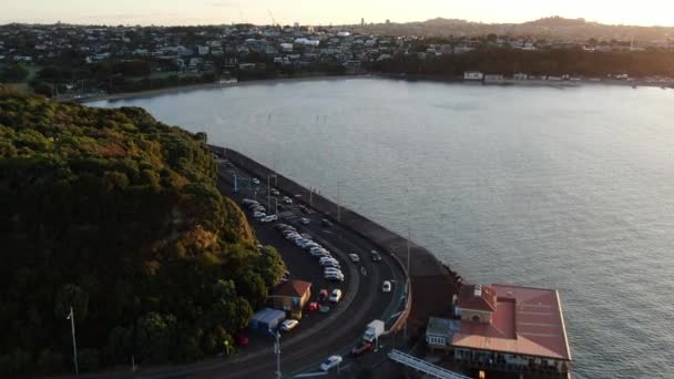 Viadukt Harbour Auckland Nový Zéland Prosince 2019 Judges Bay Okahu — Stock video