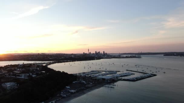 Viaduct Harbour Auckland Zéland 2019 December Judges Bay Okahu Bay — Stock videók