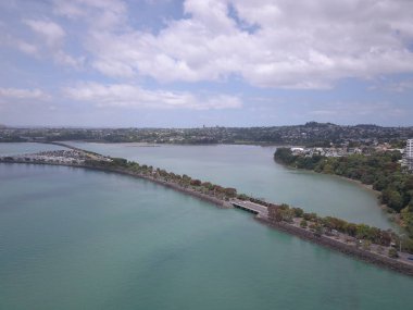 Viyadük Limanı, Auckland / Yeni Zelanda - 29 Aralık 2019: Viyaduct Limanı, Prenses Rıhtımı, marina Körfezi, Wynyard, St Marys Körfezi ve Westhaven, Yeni Zelanda 'nın tamamı