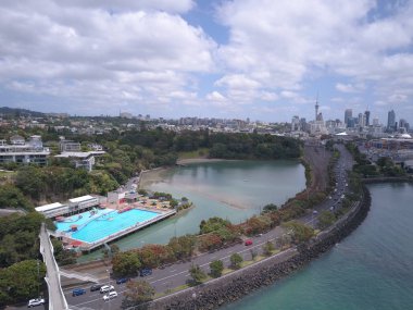 Viyadük Limanı, Auckland / Yeni Zelanda - 29 Aralık 2019: Viyaduct Limanı, Prenses Rıhtımı, marina Körfezi, Wynyard, St Marys Körfezi ve Westhaven, Yeni Zelanda 'nın tamamı