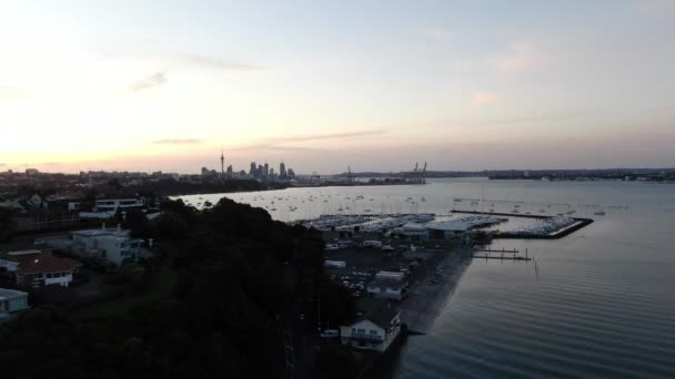 Viaduct Harbour Auckland Nuova Zelanda Dicembre 2019 Judges Bay Okahu — Video Stock