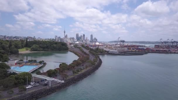 Port Wiaduktu Auckland Nowa Zelandia Grudzień 2019 Piękna Scena Otaczająca — Wideo stockowe