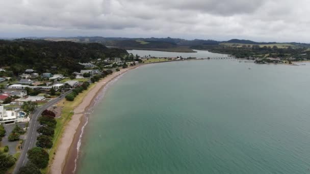 Paihia Öarnas Bukt Nya Zeeland December 2019 Den Natursköna Havsbyn — Stockvideo