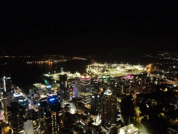 Viaduct Harbour Auckland Nueva Zelanda Diciembre 2019 Emblemático Hito Skytower — Foto de Stock