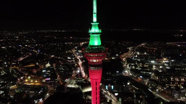 Viaduct Harbour Auckland Nueva Zelanda Diciembre 2019 Emblemático Hito Skytower — Vídeo de stock