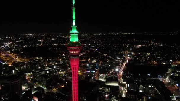 Viaduct Harbour Auckland Nueva Zelanda Diciembre 2019 Emblemático Hito Skytower — Vídeos de Stock