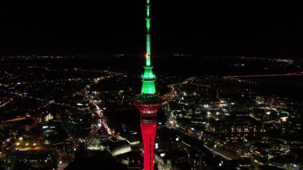 Viaduct Harbour Auckland Nueva Zelanda Diciembre 2019 Emblemático Hito Skytower — Vídeos de Stock