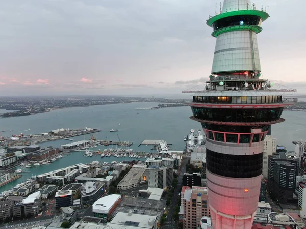 Viaduct Harbour Auckland Nieuw Zeeland December 2019 Het Iconische Skytower — Stockfoto