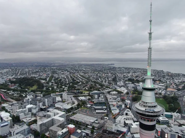 Viaduct Harbour Auckland Nouvelle Zélande Décembre 2019 Emblématique Skytower Auckland — Photo