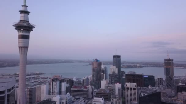 Viadukt Harbour Auckland Nový Zéland Prosince 2019 Kultovní Dominanta Skytower — Stock video