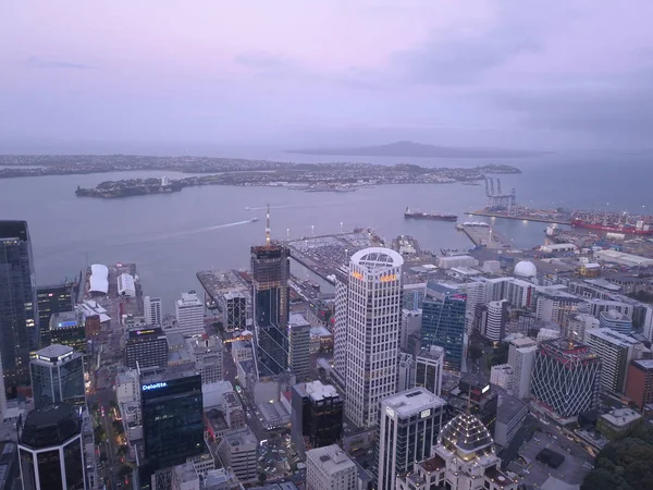 Viaduct Harbour Auckland New Zealand December 2019 Iconic Skytower Landmark — Stock Photo, Image