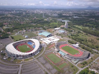 Kuching, Sarawak / Malezya - Aralık 12019: Tüm ulusal açık hava spor ve etkinliklerinin yer aldığı Açık Saray Stadyumu