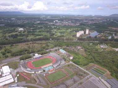 Kuching, Sarawak / Malezya - Aralık 12019: Tüm ulusal açık hava spor ve etkinliklerinin yer aldığı Açık Saray Stadyumu