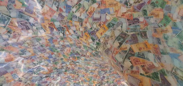 Kuching, Sarawak / Malaysia - January 24, 2020: Currency notes of countries around the world