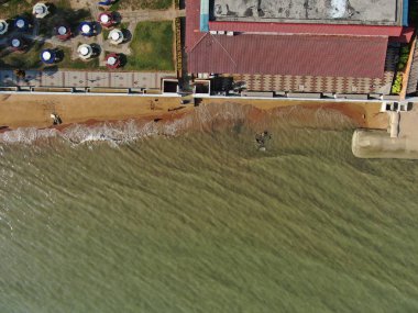 Port Dickson, Negeri Sembilan / Malezya - 25 Ocak 2020: Hibiscus çiçeği ve damga şeklinde oteller ve tatil beldeleri