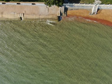 Port Dickson, Negeri Sembilan / Malezya - 25 Ocak 2020: Hibiscus çiçeği ve damga şeklinde oteller ve tatil beldeleri