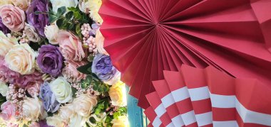 Kuching, Sarawak / Malezya - 2 Şubat 2020: Sevgililer Günü Çiçekleri ve Dekorasyonları