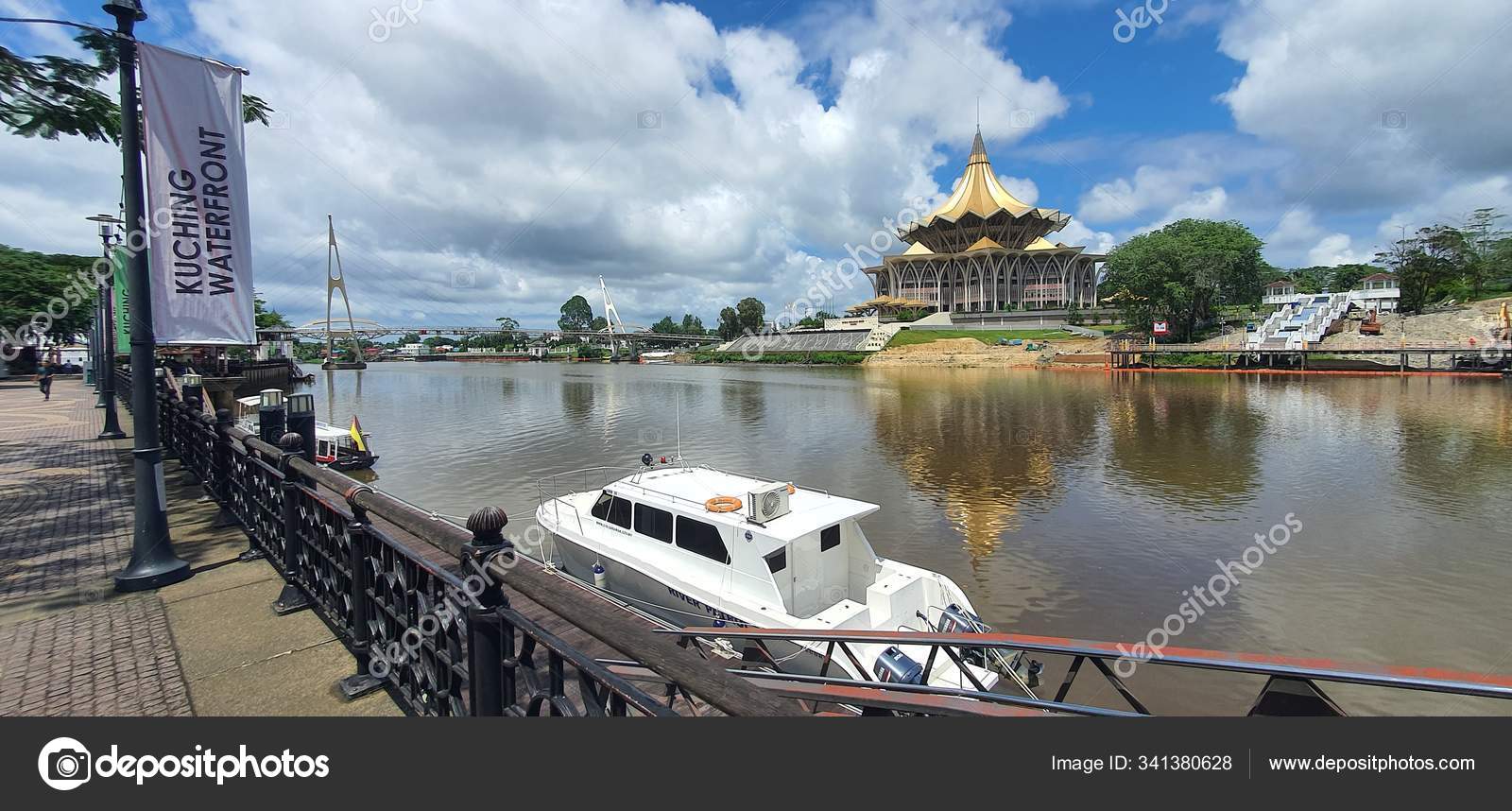 Kuching Sarawak Malezya Şubat 2020 Waterfront Area ...