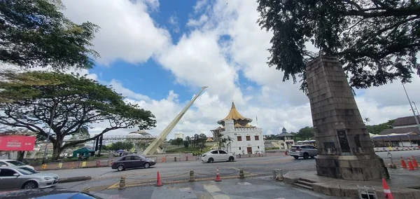 Kuching Sarawak Malaysia Februari 2020 Waterfront Området Och Carpenter Street — Stockfoto